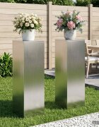 vidaXL Стойка за растения 2 pcs Сребристо 30 x 30 x 100 см Стомана