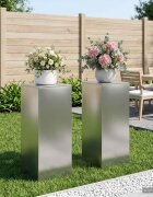 vidaXL Стойка за растения 2 pcs Сребристо 40 x 40 x 100 cm