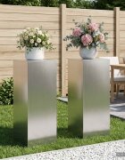 vidaXL Стойка за растения 2 pcs Сребристо 40 x 40 x 100 cm Стомана
