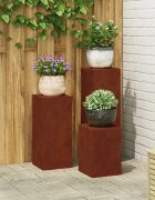 vidaXL Стойка за растения 3 бр. Ръждясало 24 x 24 x 75 см