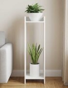vidaXL Стойка за растения Бяло 30 x 30 x 100 см Инженерна дървесина