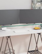 vidaXL Стойка за телевизор / монитор прозрачно стъкло 110x30x13 см