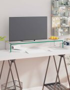 vidaXL Стойка за телевизор/монитор стъкло прозрачна 90x30x13 см