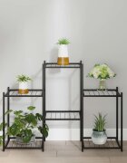 vidaXL Стойка за цветя 83x25x60 см черна желязо