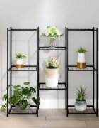 vidaXL Стойка за цветя 83x25x80 см черна желязо