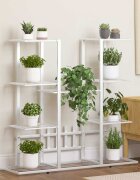 vidaXL Стойка за цветя 945x25x89 см бяла желязо
