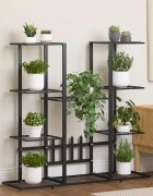 vidaXL Стойка за цветя 945x25x89 см черна желязо