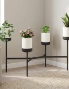vidaXL Стойка за цветя Бяло 125 x 55 x 81 см Полипропилен и стомана