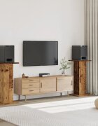 vidaXL Стойки за тонколони 2 бр старо дърво 30x30x95см инженерно дърво