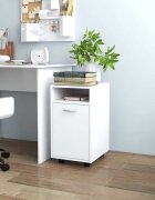 vidaXL Страничен шкаф с колелца бял 33x38x60 см инженерно дърво