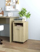 vidaXL Страничен шкаф с колелца дъб сонома 33x38x60 см инженерно дърво