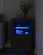 vidaXL Страничен шкаф с LED осветление черен инженерно дърво