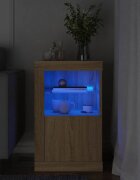 vidaXL Страничен шкаф с LED осветление дъб сонома инженерно дърво