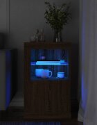 vidaXL Страничен шкаф с LED осветление кафяв дъб инженерно дърво