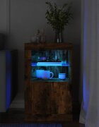 vidaXL Страничен шкаф с LED осветление опушен дъб инженерно дърво