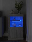 vidaXL Страничен шкаф с LED осветление сив сонома инженерно дърво