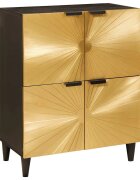 vidaXL Страничен шкаф със съхранение Черен и златен 60 x 335 x 75 см