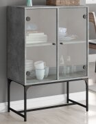 vidaXL Страничен шкаф със стъклени врати бетонно сива 69x37x100 см