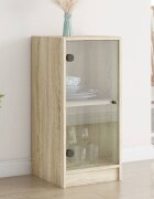 vidaXL Страничен шкаф със стъклени врати дъб сонома 35x37x755 cm