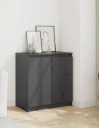 vidaXL Страничен шкаф сив 60x36x65 см борово дърво масив