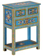 vidaXL Страничен шкаф тюркоаз 55x30x76 см мангово дърво масив