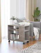 vidaXL Странична маса бетонно сива 70x35x605 см инженерна дървесина