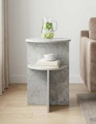 vidaXL Странична маса Бетонно сиво Ø 395 x 55 см Инженерна дървесина