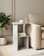 vidaXL Странична маса Бетонно сиво Ø 395 x 55 см Инженерна дървесина