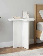vidaXL Странична маса Бял гланц Ø 39 x 38 см Инженерна дървесина