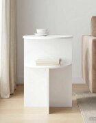 vidaXL Странична маса Бял гланц Ø 395 x 55 см Инженерна дървесина