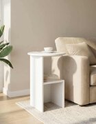 vidaXL Странична маса Бял гланц Ø 395 x 55 см Инженерна дървесина