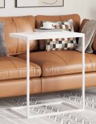 vidaXL Странична маса бяла 55x35x66 см инженерна дървесина
