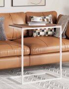 vidaXL Странична маса бяла 55x35x66 см инженерна дървесина