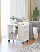 vidaXL Странична маса бяла 70x35x605 см инженерна дървесина