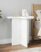 vidaXL Странична маса Бяло Ø 39 x 38 см Инженерна дървесина