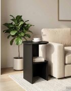 vidaXL Странична маса Черен дъб Ø 395 x 55 см Инженерна дървесина
