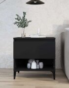 vidaXL Странична маса черна 50x46x50 см инженерно дърво