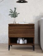 vidaXL Странична маса кафяв дъб 50x46x50 см инженерно дърво
