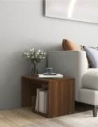 vidaXL Странична маса кафяв дъб 59x36x38 см инженерно дърво
