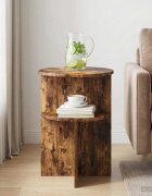 vidaXL Странична маса Опушен дъб Ø 395 x 55 см Инженерна дървесина