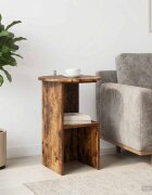 vidaXL Странична маса Опушен дъб Ø 395 x 55 см Инженерна дървесина