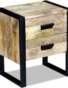 vidaXL Странична маса с 2 чекмеджета твърдо манго дърво 43x33x51 см