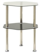 vidaXL Странична маса с 2 рафта прозрачно и черно 38x38x50 см стъкло