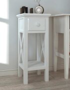 vidaXL Странична маса с чекмедже бяла