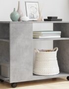vidaXL Странична маса с колела бетонно сив 70x35x60 см инженерно дърво