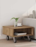 vidaXL Странична маса с колела Дъб 505 x 50 x 30 см