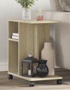 vidaXL Странична маса с колела дъб сонома 50x30x55 см инженерно дърво