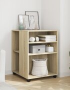 vidaXL Странична маса с колела дъб сонома 55x60x78 см инженерно дърво