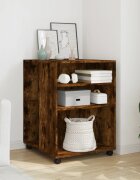 vidaXL Странична маса с колела опушен дъб 55x60x78 см инженерно дърво