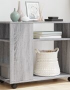 vidaXL Странична маса с колела сив сонома 70x35x60 см инженерно дърво
